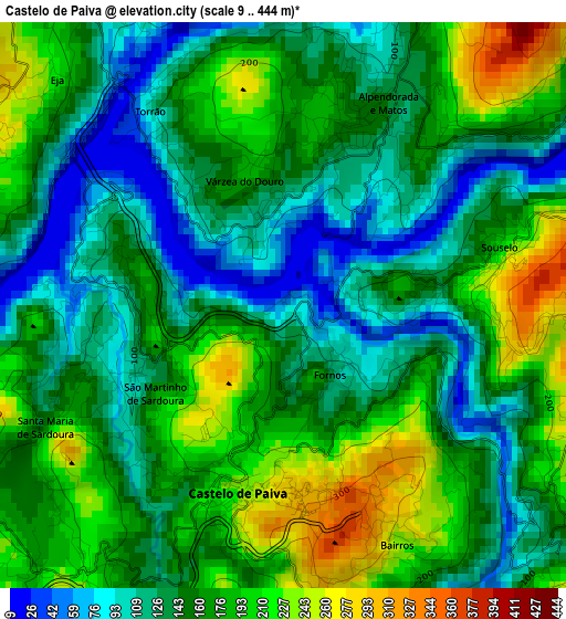 Castelo de Paiva elevation map