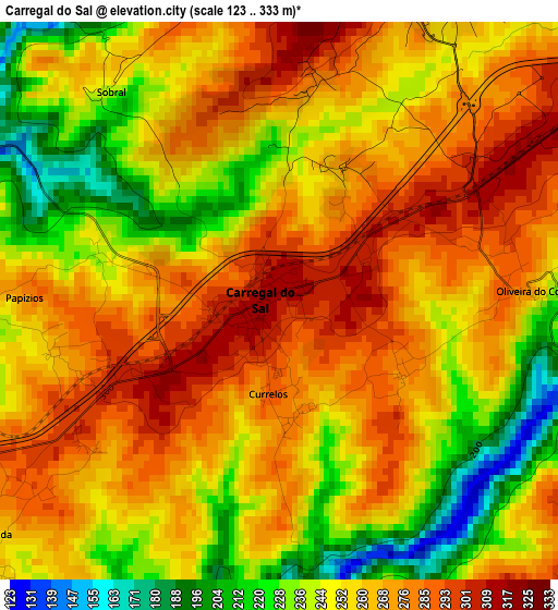 Carregal do Sal elevation map