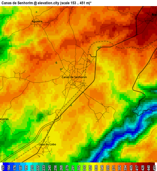 Canas de Senhorim elevation map