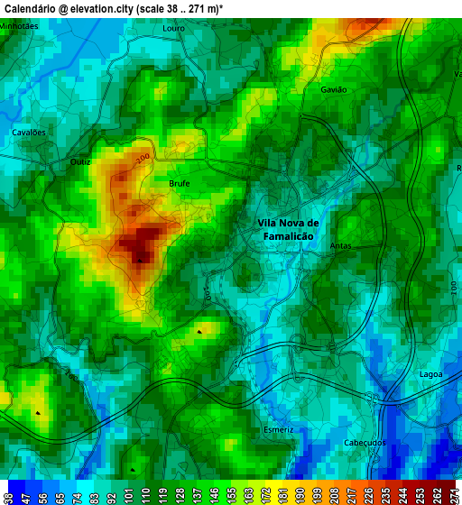 Calendário elevation map