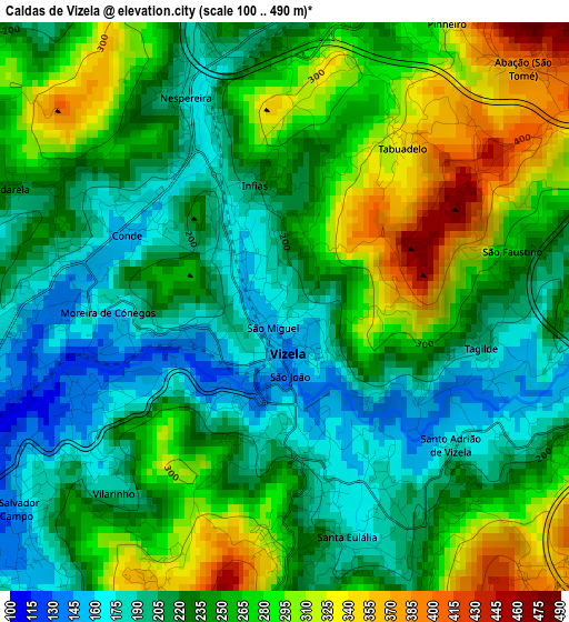 Caldas de Vizela elevation map