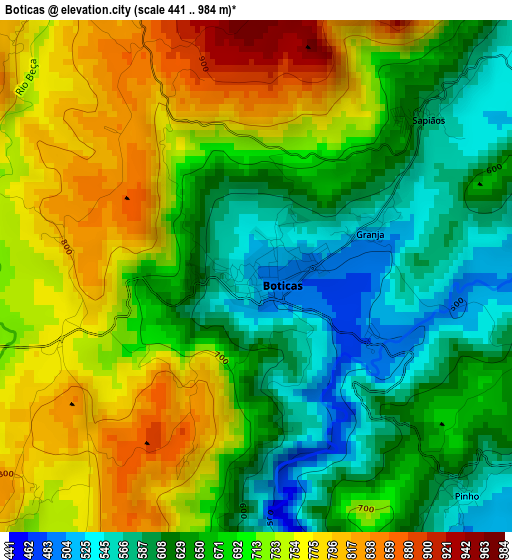 Boticas elevation map