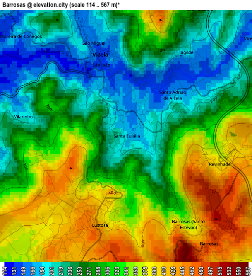 Barrosas elevation map