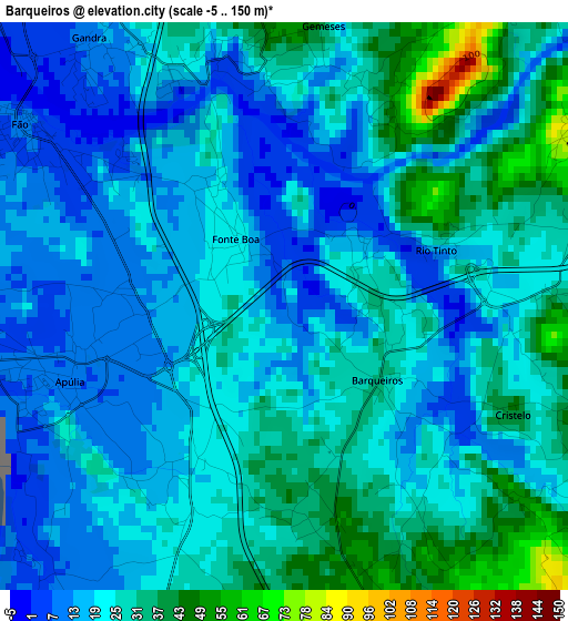 Barqueiros elevation map