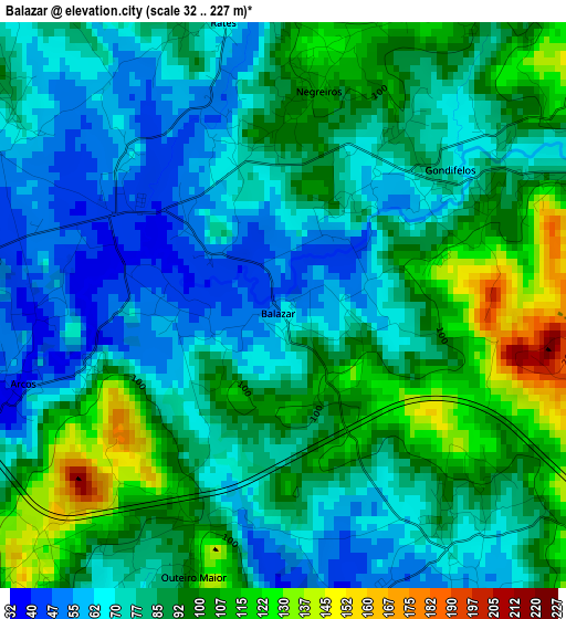 Balazar elevation map