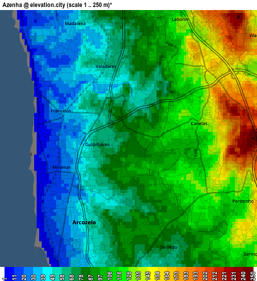 Azenha elevation map