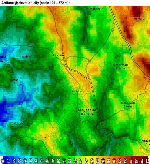 Arrifana elevation map