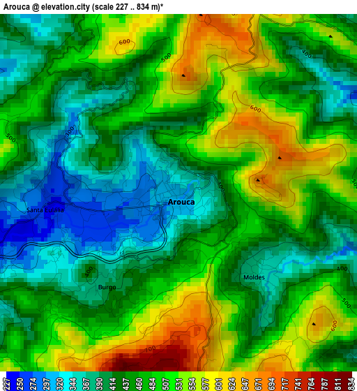 Arouca elevation map