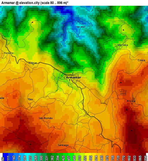 Armamar elevation map