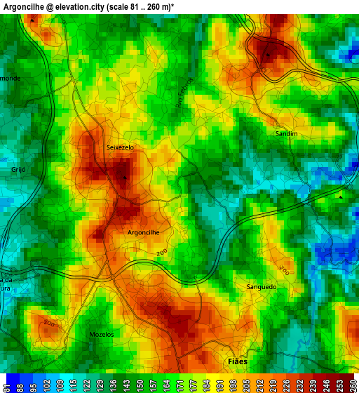 Argoncilhe elevation map