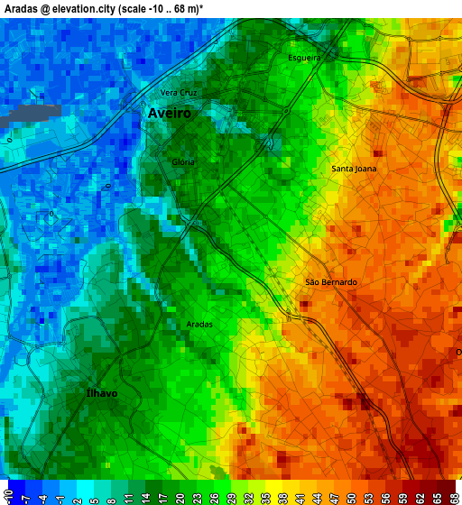 Aradas elevation map