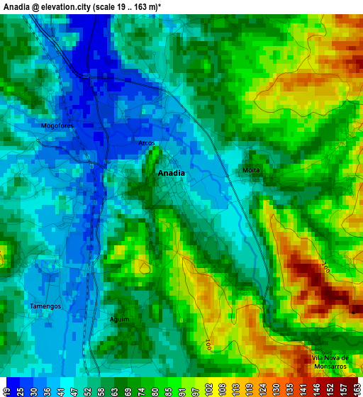 Anadia elevation map
