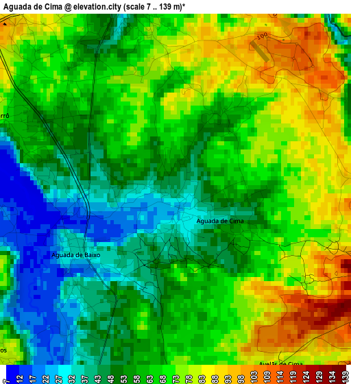 Aguada de Cima elevation map