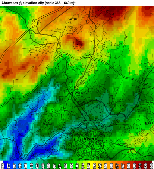 Abraveses elevation map