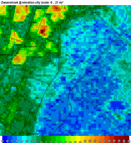 Zwaanshoek elevation map