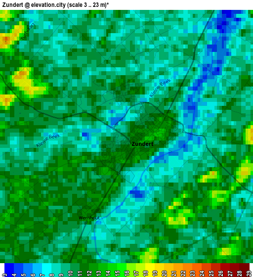 Zundert elevation map