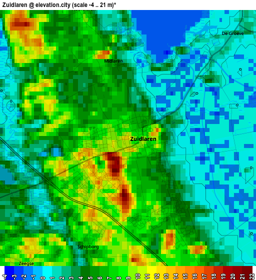 Zuidlaren elevation map