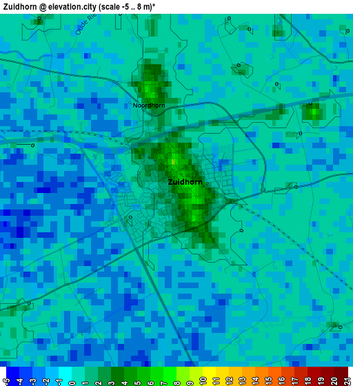 Zuidhorn elevation map