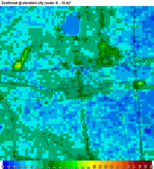 Zuidbroek elevation map