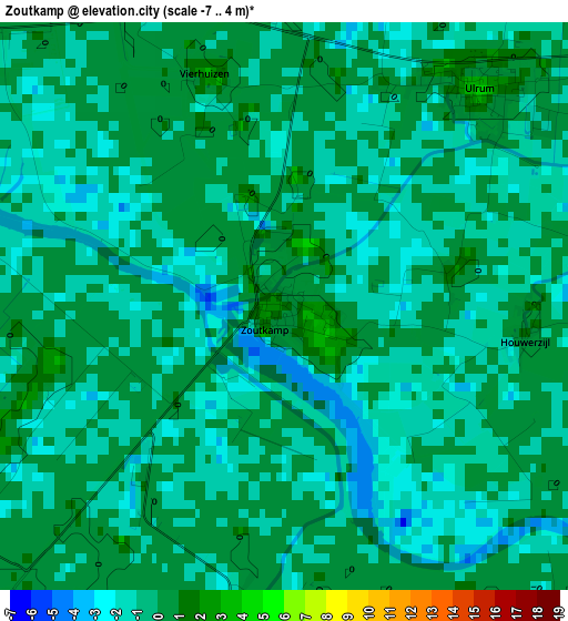 Zoutkamp elevation map