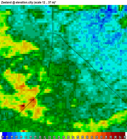 Zeeland elevation map