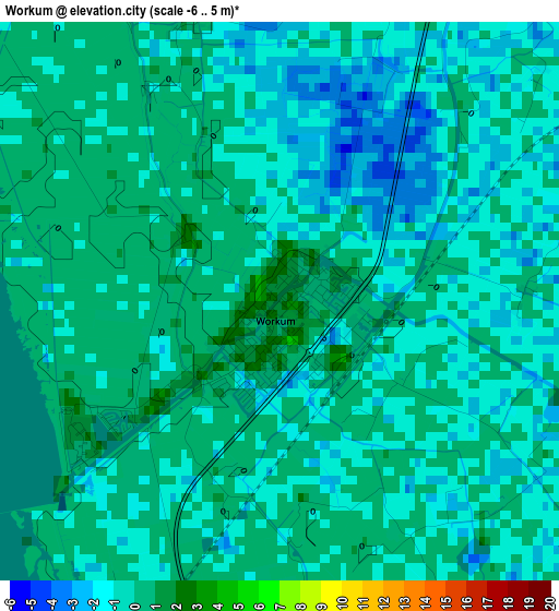 Workum elevation map