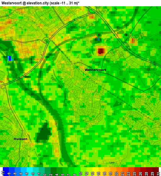 Westervoort elevation map