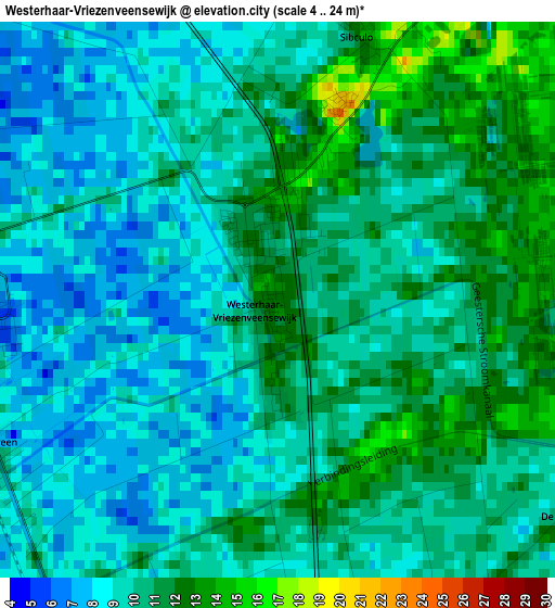 Westerhaar-Vriezenveensewijk elevation map