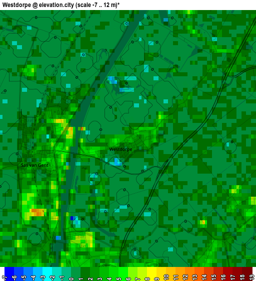 Westdorpe elevation map