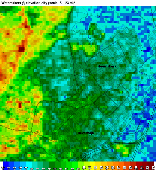 Waterakkers elevation map