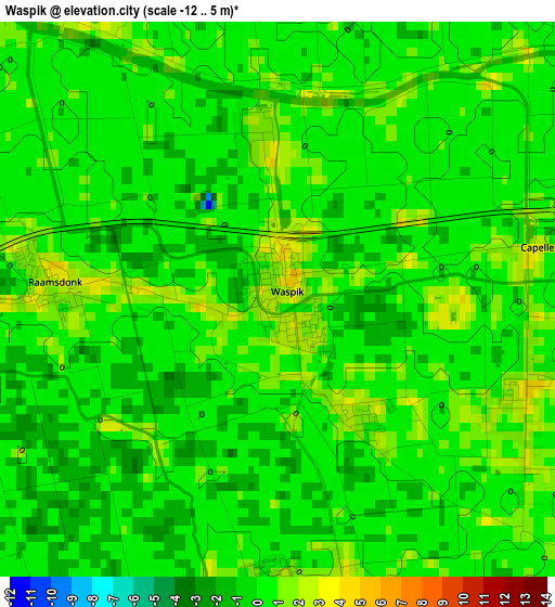 Waspik elevation map