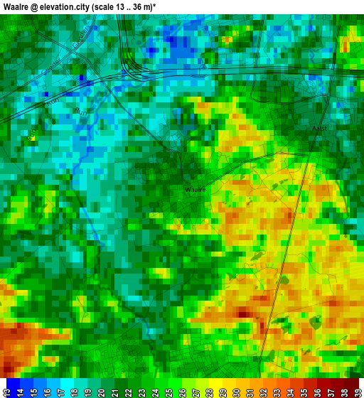 Waalre elevation map