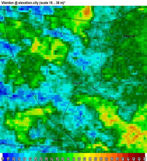 Vlierden elevation map