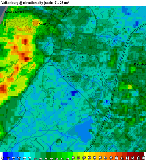 Valkenburg elevation map