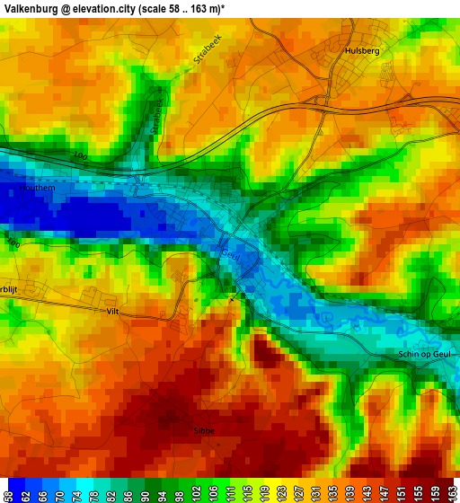 Valkenburg elevation map