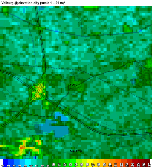 Valburg elevation map