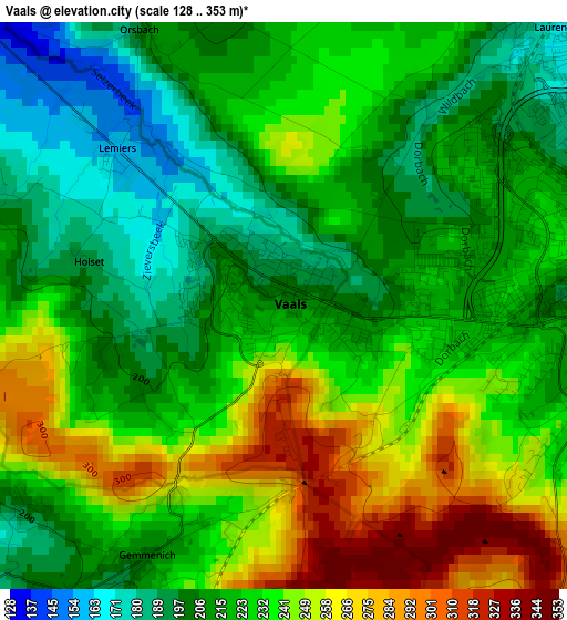 Vaals elevation map