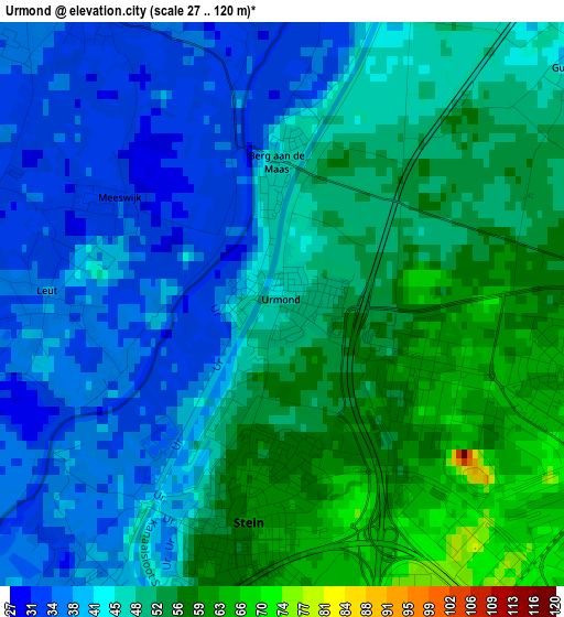 Urmond elevation map