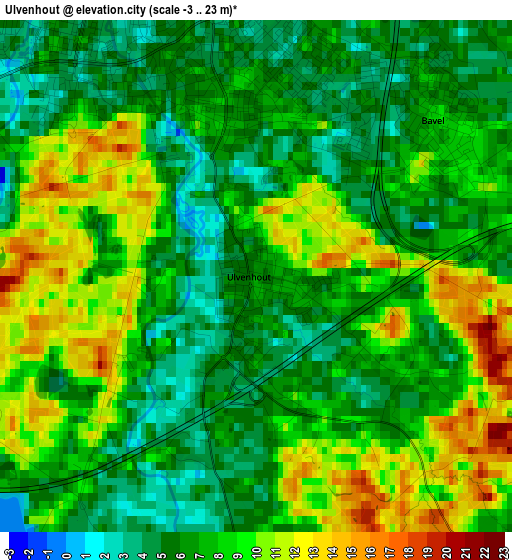 Ulvenhout elevation map