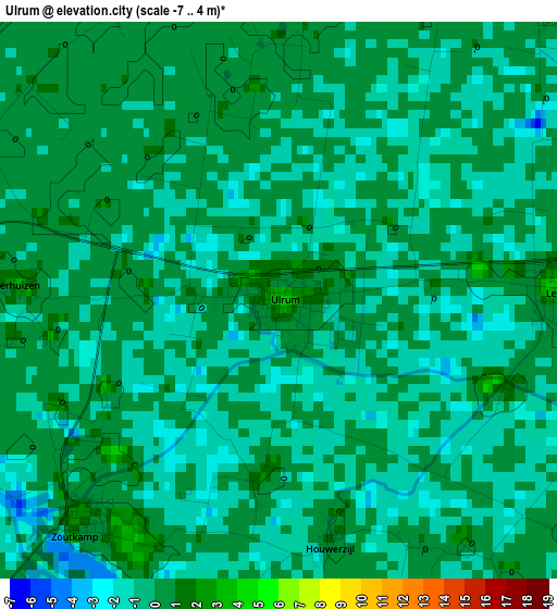 Ulrum elevation map