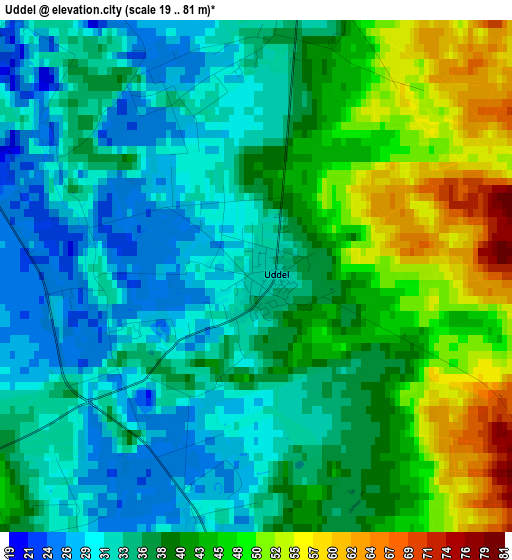 Uddel elevation map