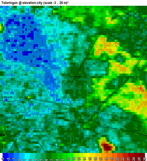 Teteringen elevation map