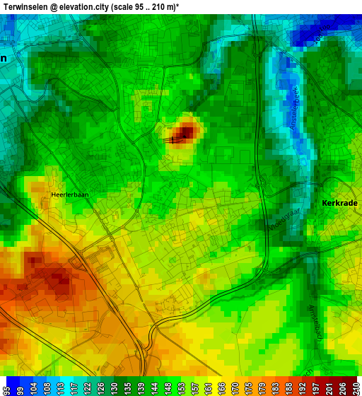 Terwinselen elevation map