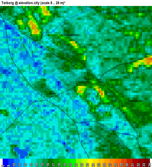 Terborg elevation map