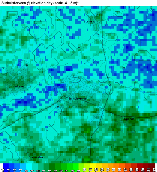 Surhuisterveen elevation map