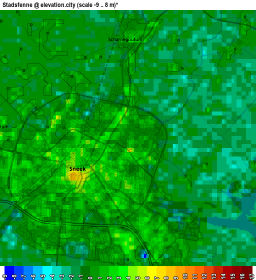 Stadsfenne elevation map