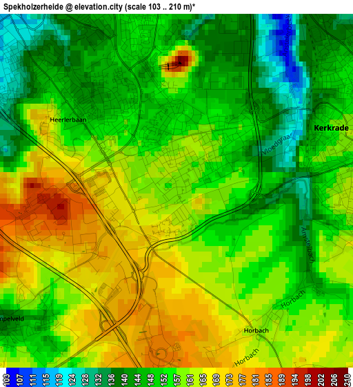 Spekholzerheide elevation map