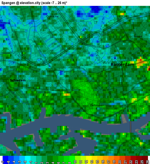 Spangen elevation map