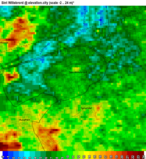 Sint Willebrord elevation map