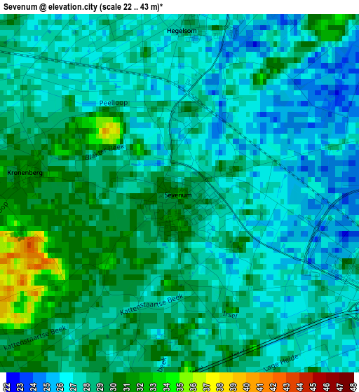 Sevenum elevation map